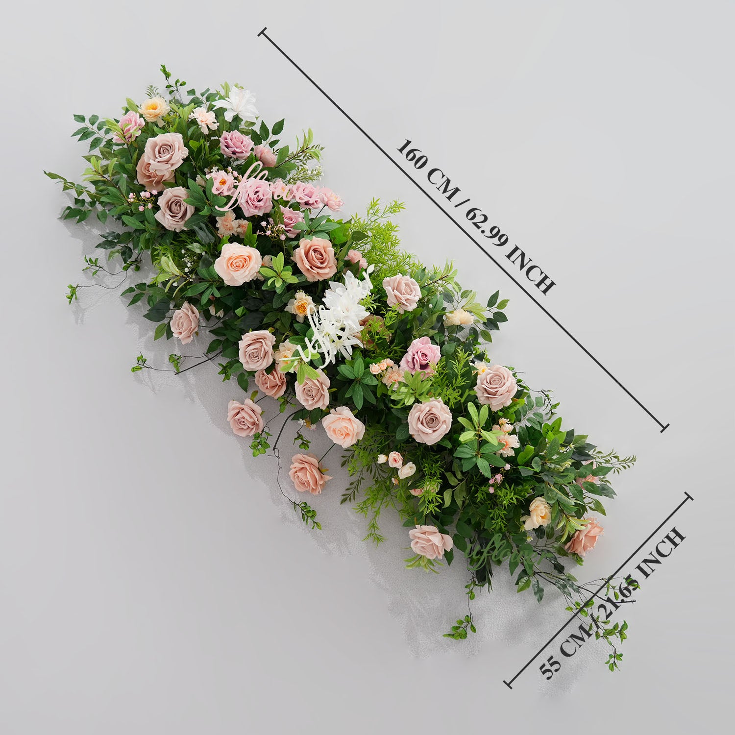 Uflower Champagne Pink Rose Green Leaf Hang Flower Floor Floral Wedding Party Event Props
